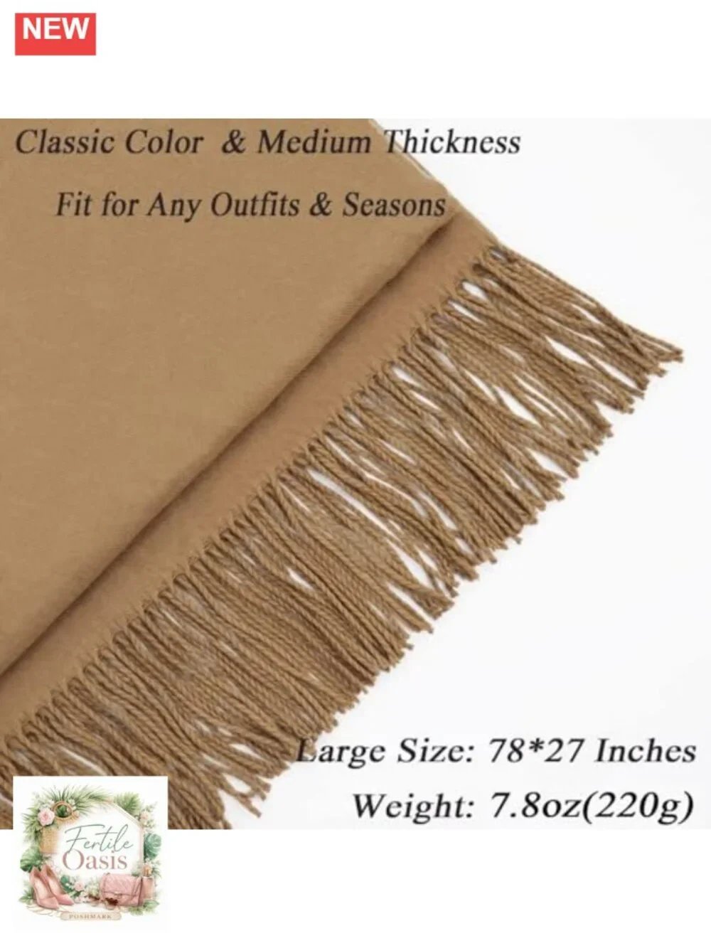Soft Pashmina Shawl Wrap for Women, Wedding Bridesmaid Scarf, 27x78 Inches,